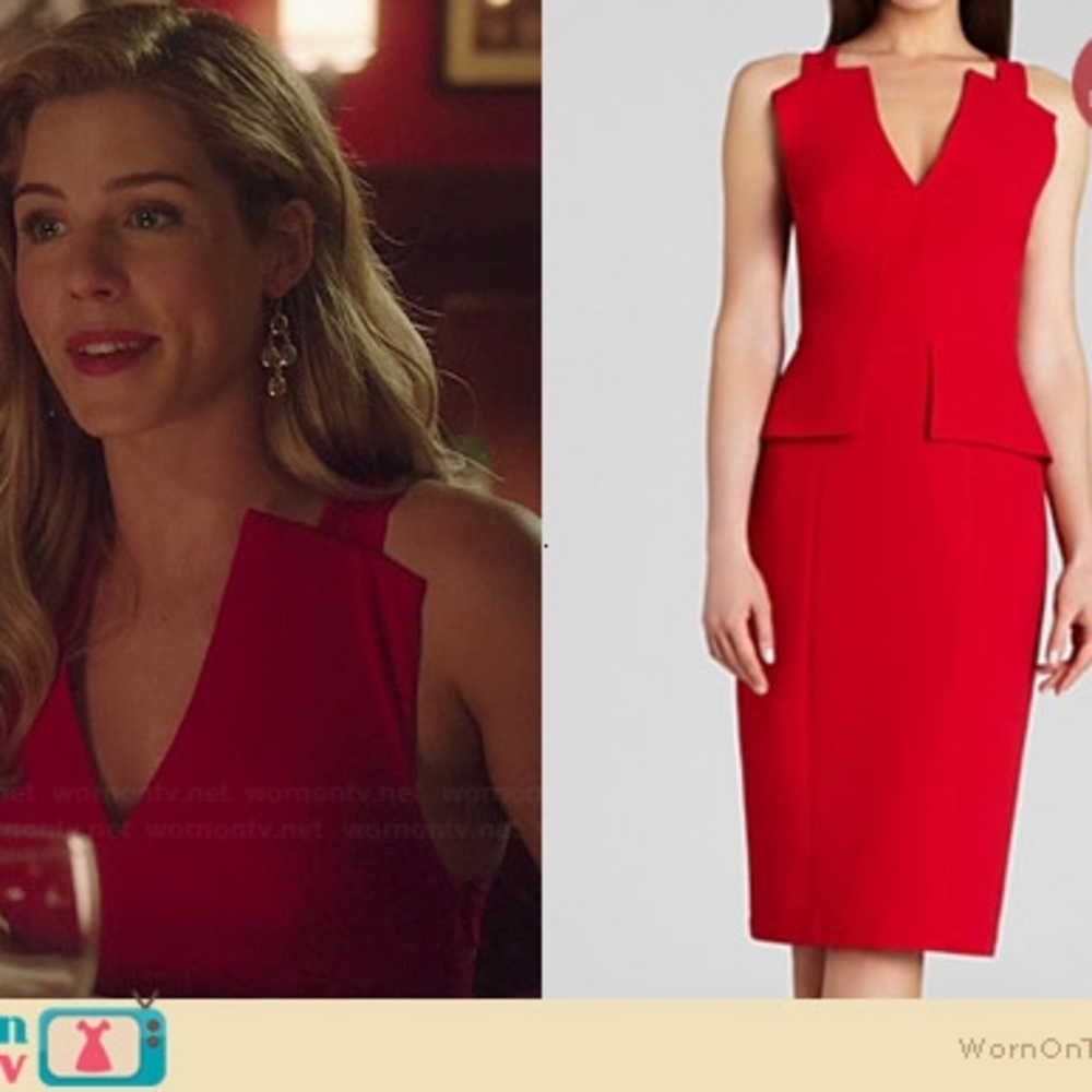 BCBGMAXAZRIA Alena Dress in Rio Red ASO Felicity Smoak